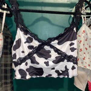 SHEIN White and Black Crop Camisole Top